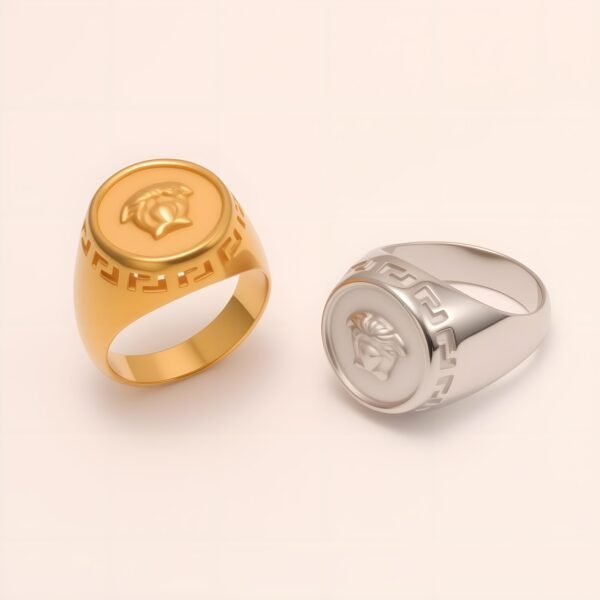 Geometric - decorated Lion - head Stainless Steel Ring - Personalized Jewelry for Men | G00886