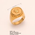 Geometric - decorated Lion - head Stainless Steel Ring - Personalized Jewelry for Men | G00886 - Image 2