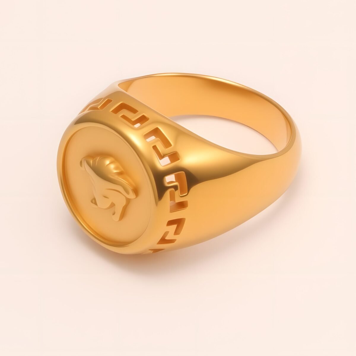 Geometric - decorated Lion - head Stainless Steel Ring - Personalized Jewelry for Men | G00886 - Image 4