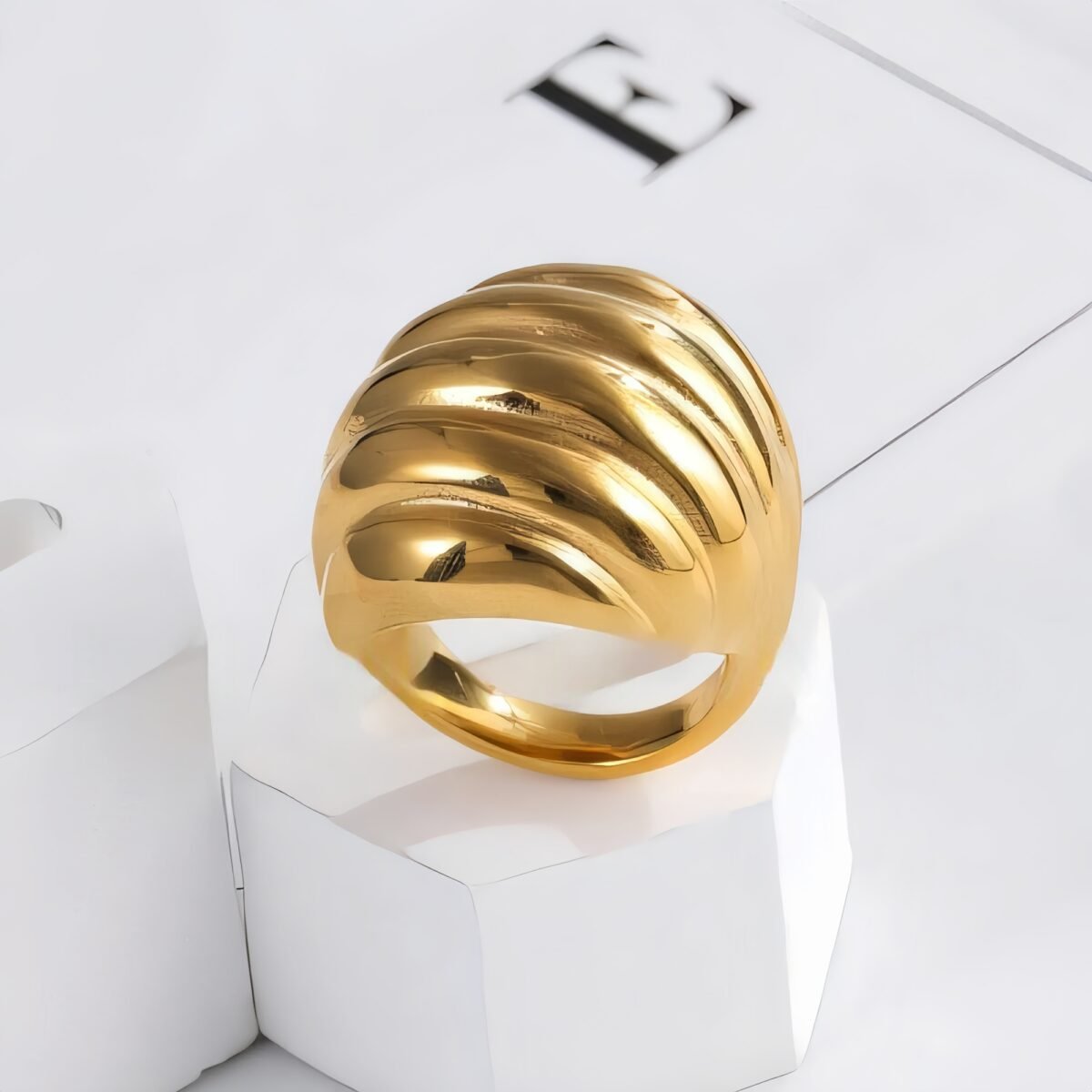 Streamlined Stainless Steel Ring Modern Simple Style Women Ring | ML040 - Image 2