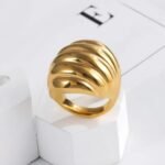 Streamlined Stainless Steel Ring Modern Simple Style Women Ring | ML040 - Image 2