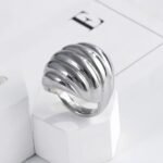 Streamlined Stainless Steel Ring Modern Simple Style Women Ring | ML040 - Image 4