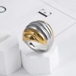 Streamlined Stainless Steel Ring Modern Simple Style Women Ring | ML040 - Image 3