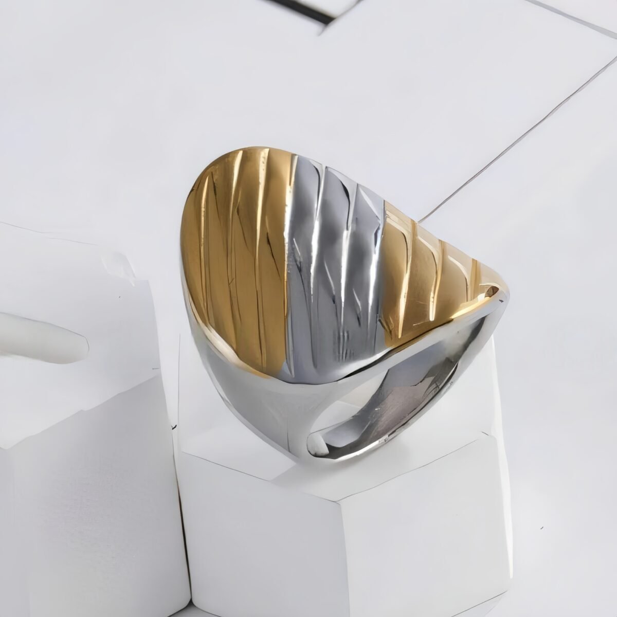 Stainless Steel Striped Ring Minimalist Stylish Design Women Ring | G002899 - Image 3