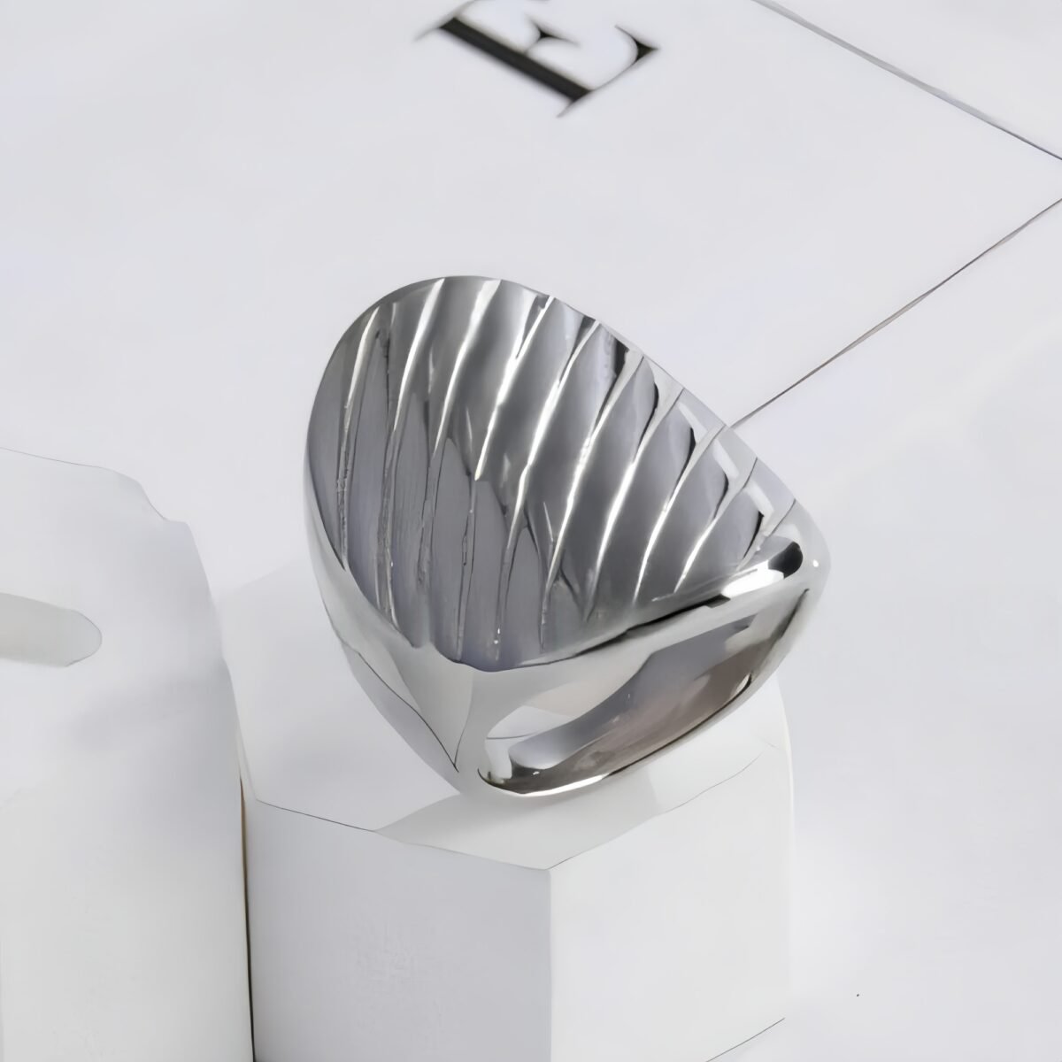 Stainless Steel Striped Ring Minimalist Stylish Design Women Ring | G002899 - Image 4