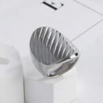 Stainless Steel Striped Ring Minimalist Stylish Design Women Ring | G002899 - Image 4