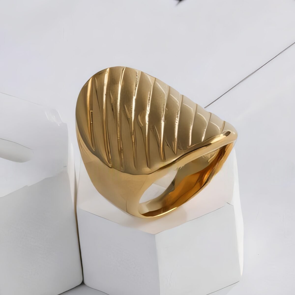 Stainless Steel Striped Ring Minimalist Stylish Design Women Ring | G002899 - Image 2