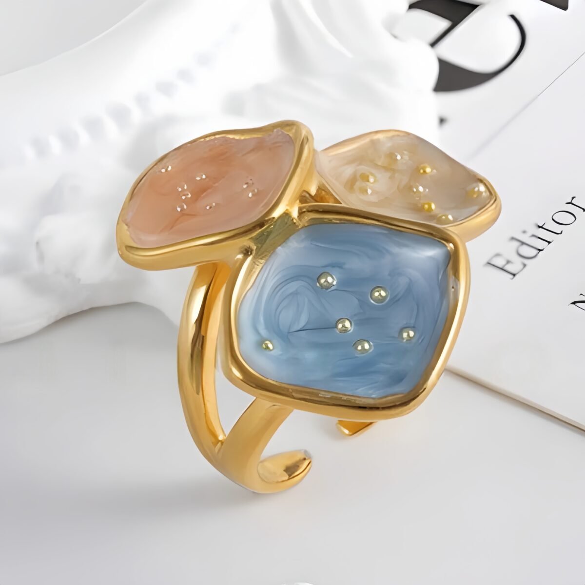 Colorful Square Stainless Steel Ring Minimalist Modern Style Women Ring | G004409 - Image 4