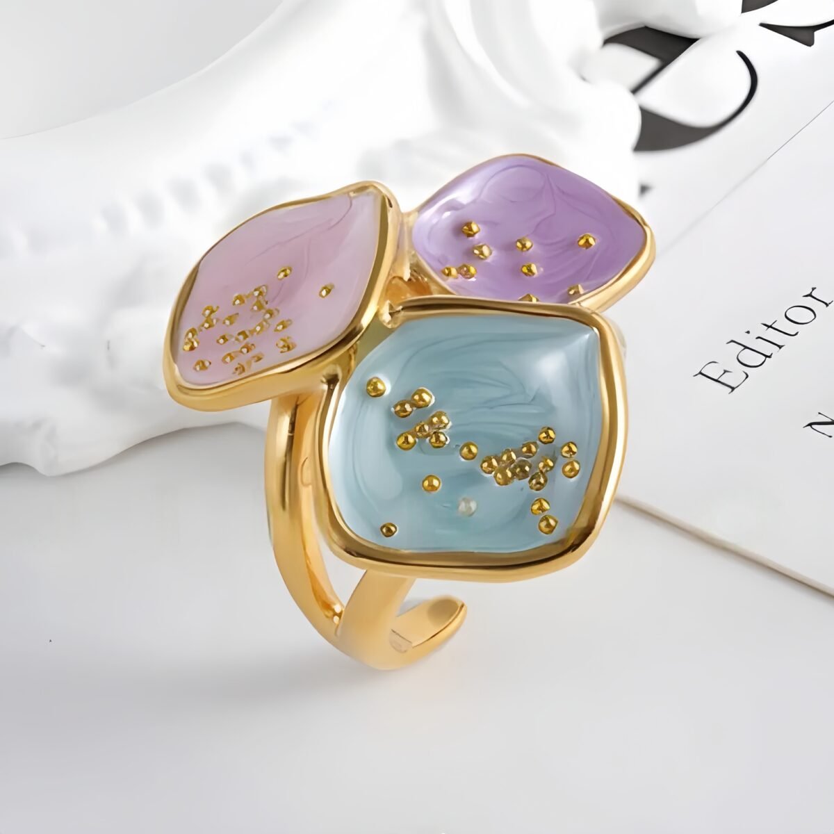 Colorful Square Stainless Steel Ring Minimalist Modern Style Women Ring | G004409 - Image 2