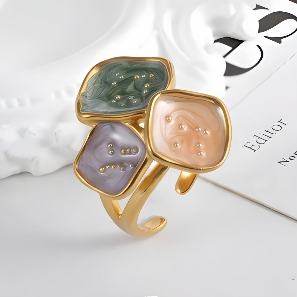 Colorful Square Stainless Steel Ring Minimalist Modern Style Women Ring | G004409 - Image 3