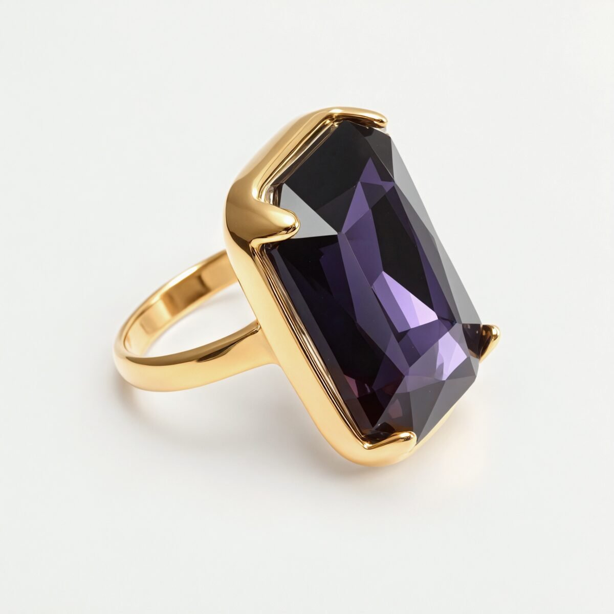 Luxurious Gold - Plated Colorful Gem Rings - Multiple Colors Available Trendy Bands | k002810J - Image 7