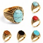 Vintage Style Assorted Stone Stainless Steel Men's Ring丨K00930J