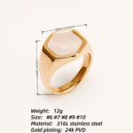 Gold Hexagonal Opal Ring, Retro - Fashion Unisex Finger Ring  | A249J - Image 2