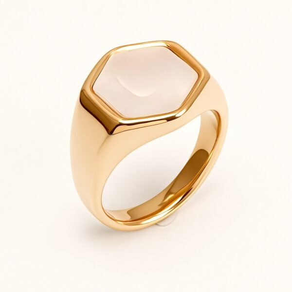 Gold Hexagonal Opal Ring, Retro - Fashion Unisex Finger Ring  | A249J