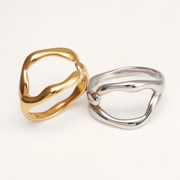 Minimalist Streamline Stainless Steel Ring, Unique Geometric Design for Men & Women | N001466