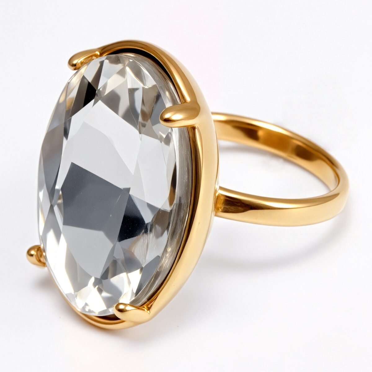 Gold - Inlaid Multicolored Oval Gemstone Ring - Stylish and Personalized Jewelry | N001646JLV - Image 10