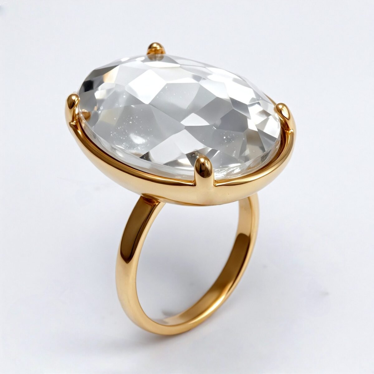 Gold - Inlaid Multicolored Oval Gemstone Ring - Stylish and Personalized Jewelry | N001646JLV - Image 8