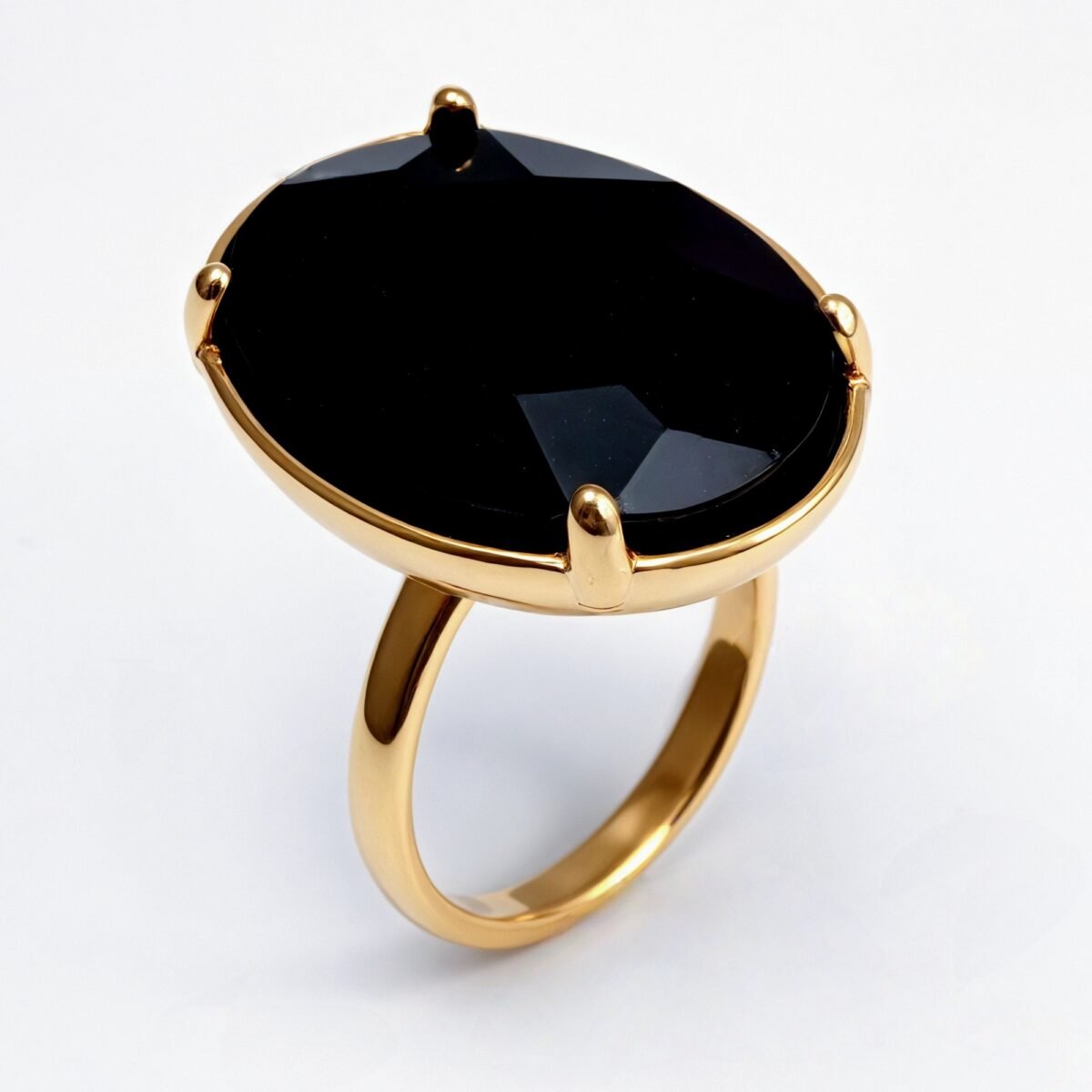 Gold - Inlaid Multicolored Oval Gemstone Ring - Stylish and Personalized Jewelry | N001646JLV - Image 11
