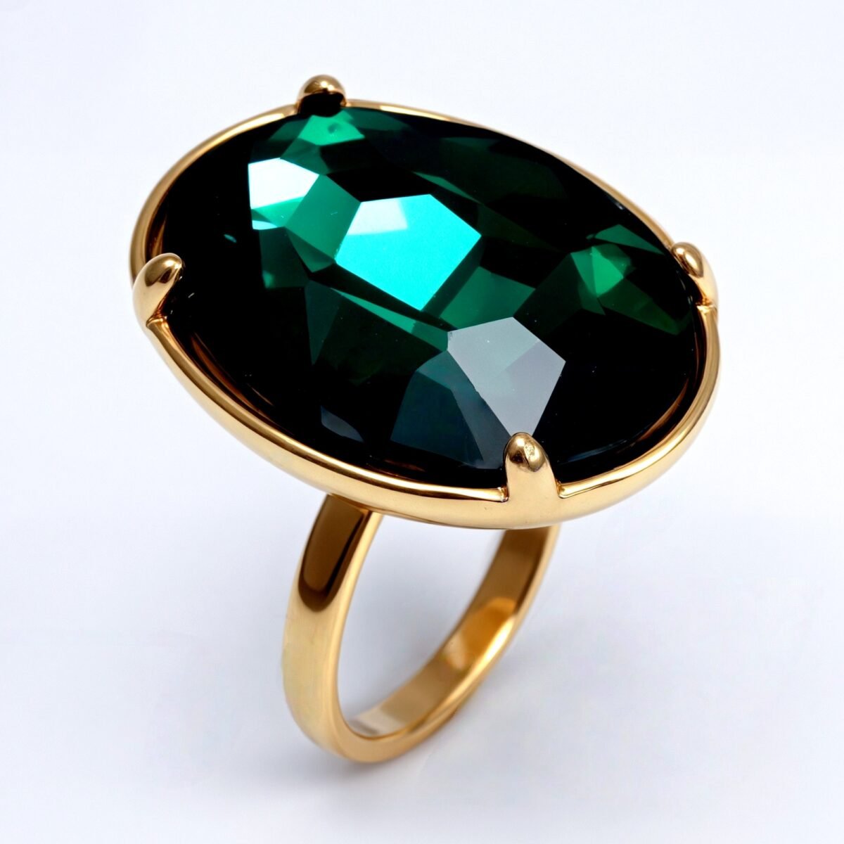 Gold - Inlaid Multicolored Oval Gemstone Ring - Stylish and Personalized Jewelry | N001646JLV - Image 2