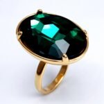 Gold - Inlaid Multicolored Oval Gemstone Ring - Stylish and Personalized Jewelry | N001646JLV - Image 2