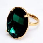 Gold - Inlaid Multicolored Oval Gemstone Ring - Stylish and Personalized Jewelry | N001646JLV - Image 4