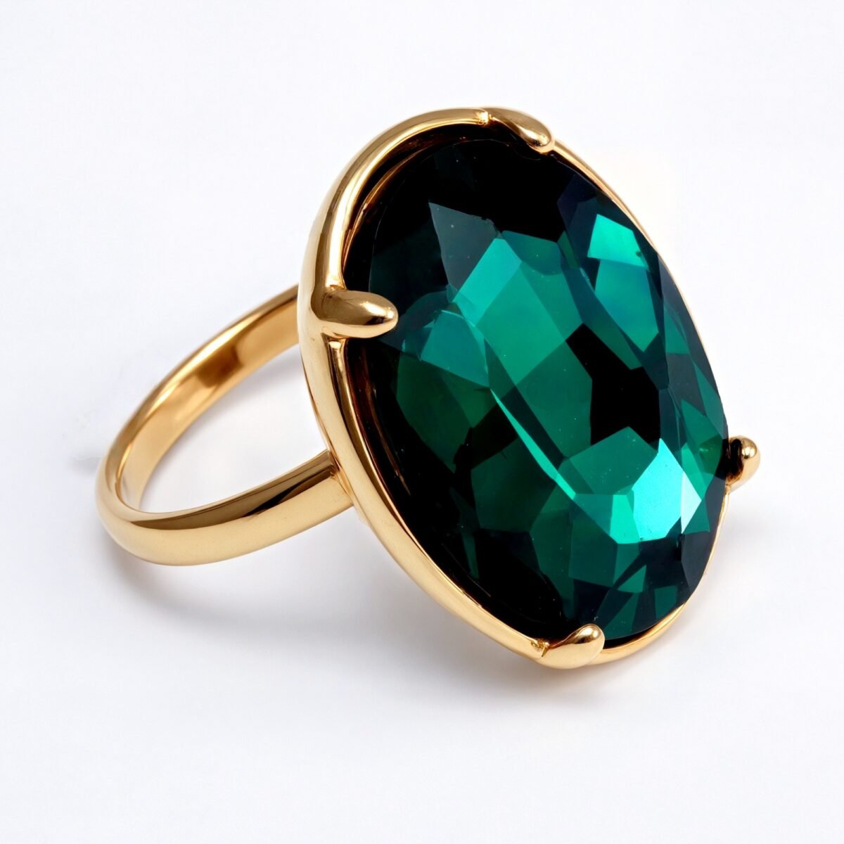 Gold - Inlaid Multicolored Oval Gemstone Ring - Stylish and Personalized Jewelry | N001646JLV - Image 3