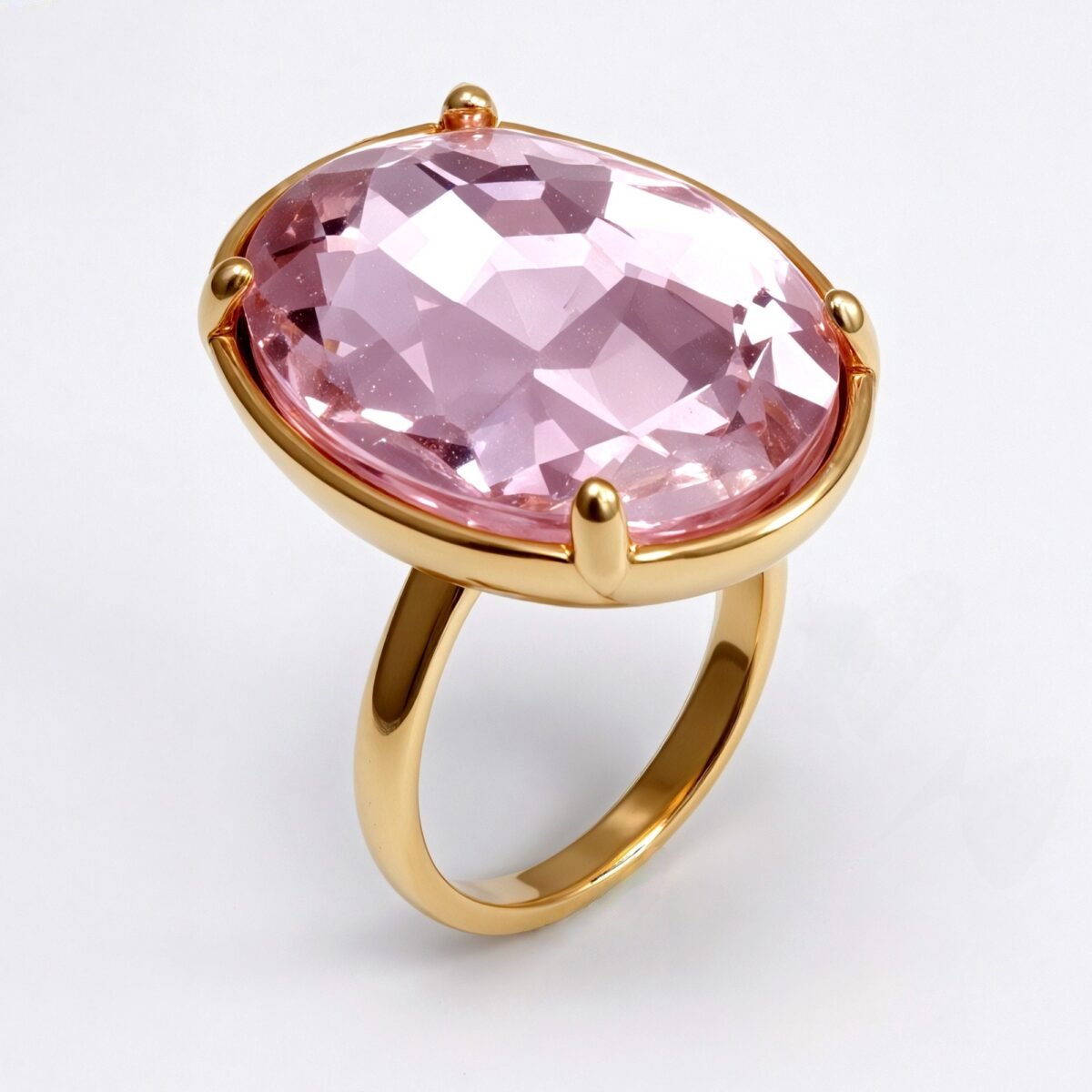 Gold - Inlaid Multicolored Oval Gemstone Ring - Stylish and Personalized Jewelry | N001646JLV - Image 5