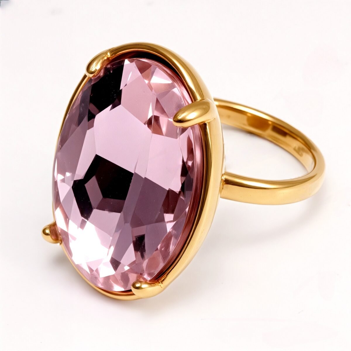 Gold - Inlaid Multicolored Oval Gemstone Ring - Stylish and Personalized Jewelry | N001646JLV - Image 6
