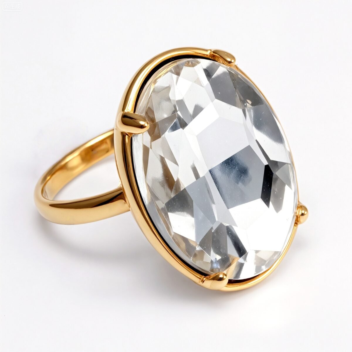 Gold - Inlaid Multicolored Oval Gemstone Ring - Stylish and Personalized Jewelry | N001646JLV - Image 9