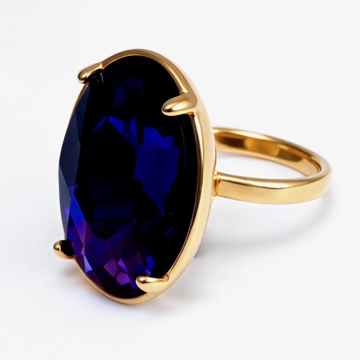 Gold - Inlaid Multicolored Oval Gemstone Ring - Stylish and Personalized Jewelry | N001646JLV - Image 18