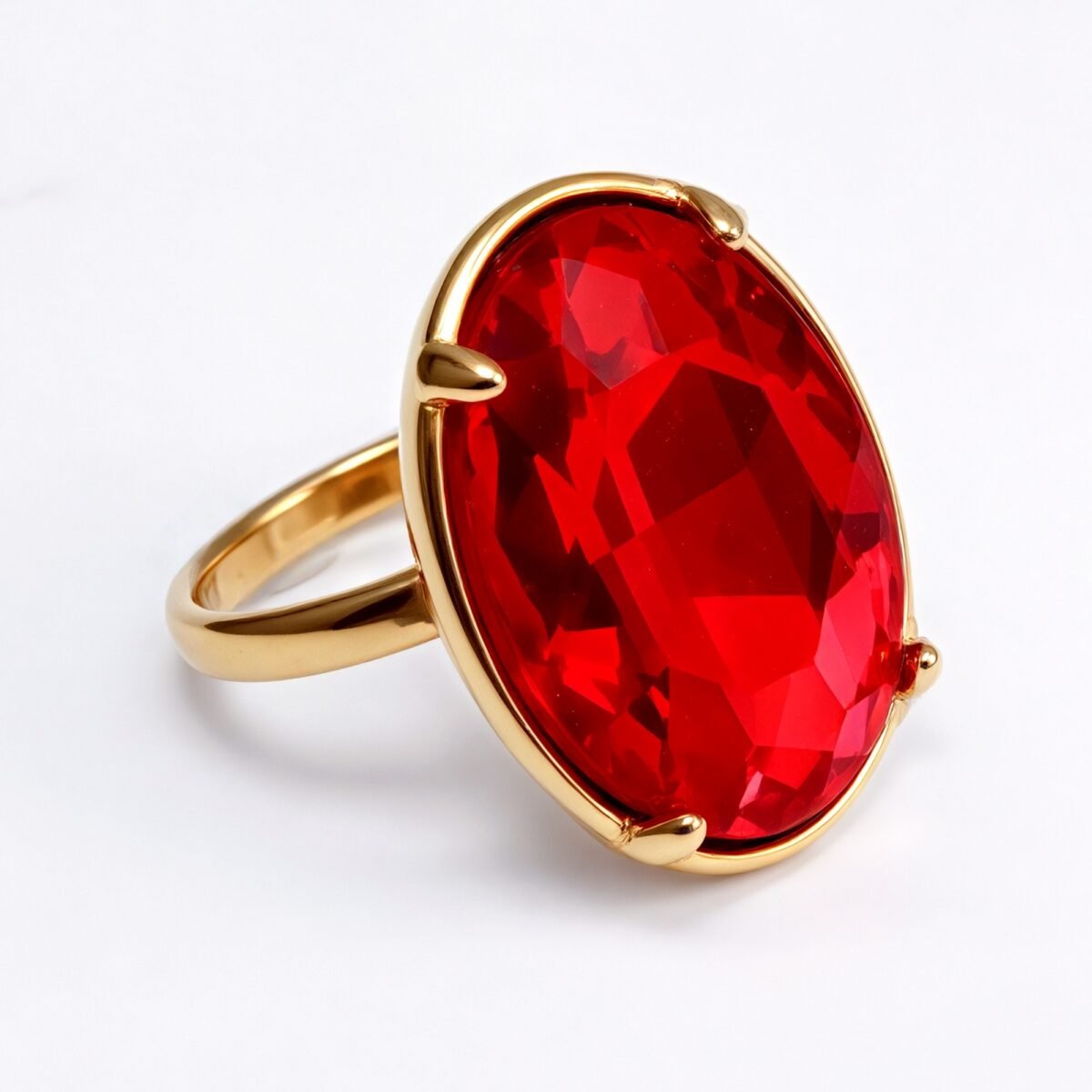 Gold - Inlaid Multicolored Oval Gemstone Ring - Stylish and Personalized Jewelry | N001646JLV - Image 21
