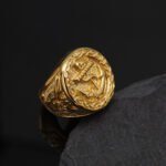 24-K Gold-Plated Retro Boat Anchor Design Signet Men's Stainless Steel Waterproof Ring丨DZ1168G - Image 4