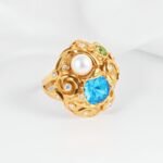 Floral Pearl Gemstone Inlaid Classic Fashion Stainless Steel Women's Ring | G004570 - Image 4
