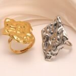 Abstract Style Flowing Shaped Stainless Steel Women's Ring丨G005250