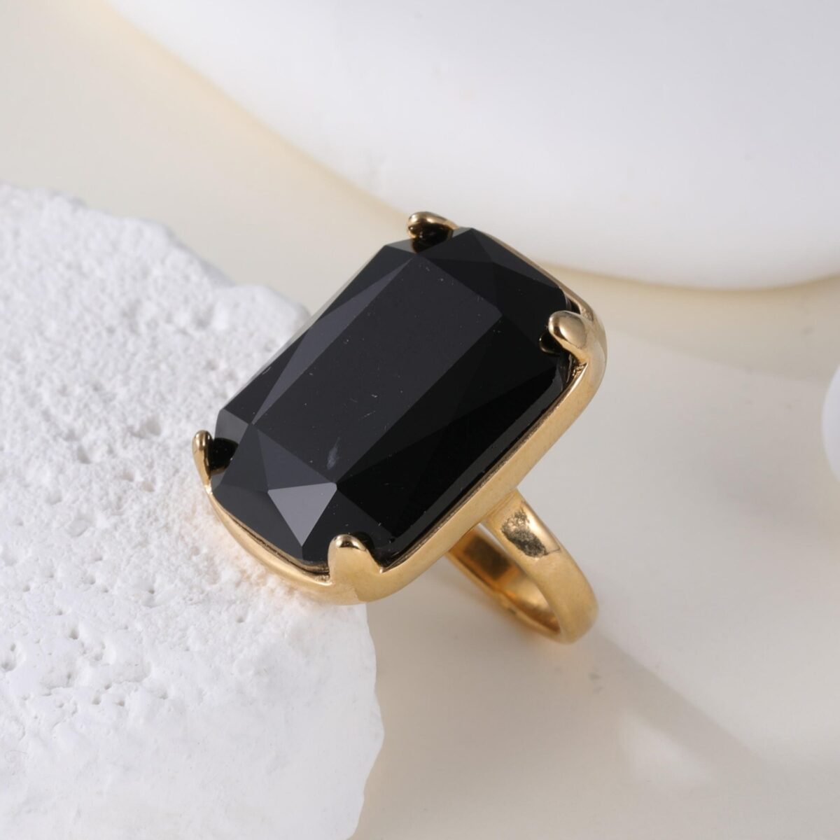 Gemstone Simple Square Design Stainless Steel Women's Ring丨K002810 - Image 8