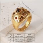 Elegant Gold Multicolored Gemstones Hip Hop Stainless Steel Women's Ring丨K009912 - Image 2