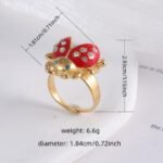 Cute lucky diamond-encrusted ladybug stainless steel Waterproof Waterproof Ring丨K007541J - Image 3