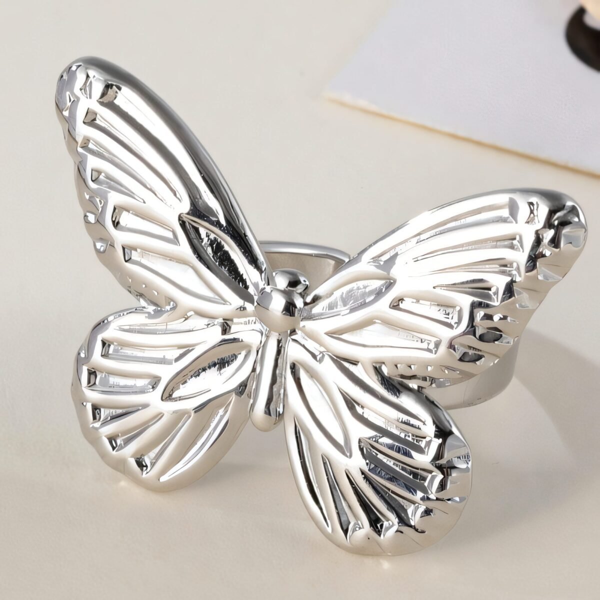 Vintage Butterfly Opening Adjustable Stainless Steel Women's Ring | G005618 - Image 5