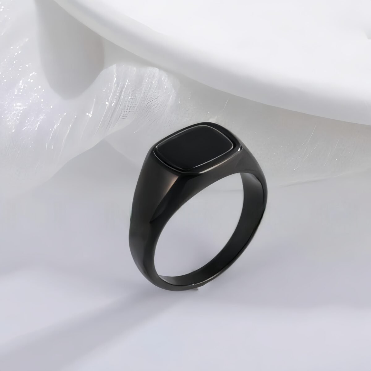 Classic Black Square Stainless Steel Ring Simple Bold Style Men Ring | K002145 - Image 4
