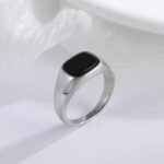 Classic Black Square Stainless Steel Ring Simple Bold Style Men Ring | K002145 - Image 2