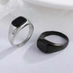 Classic Black Square Stainless Steel Ring Simple Bold Style Men Ring | K002145