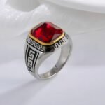 Classic Greek Pattern Gemstone Ring Stainless Steel Square Style for Men | BL1183 - Image 6
