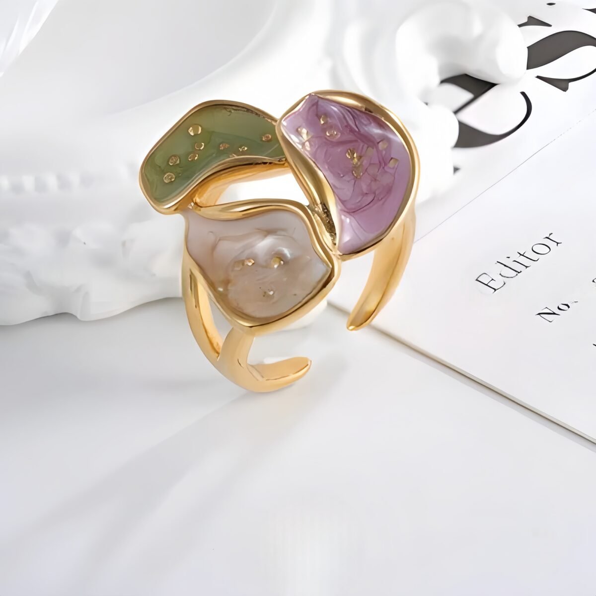 Colorful Floral Stainless Steel Ring Unique Design for Women | G004374 - Image 4