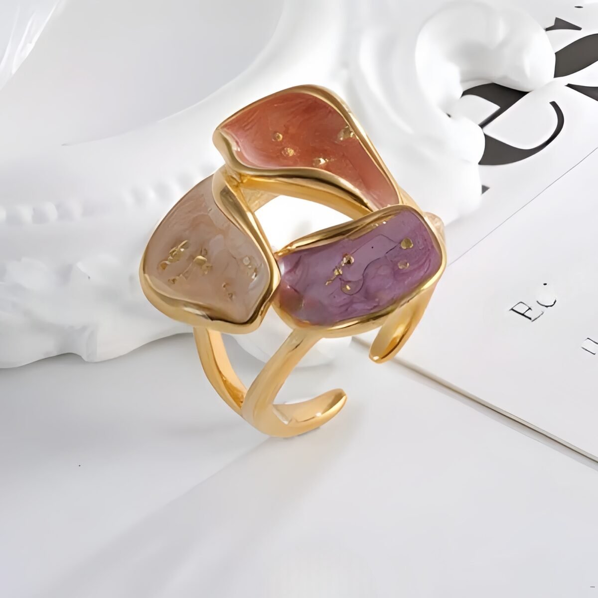 Colorful Floral Stainless Steel Ring Unique Design for Women | G004374 - Image 2