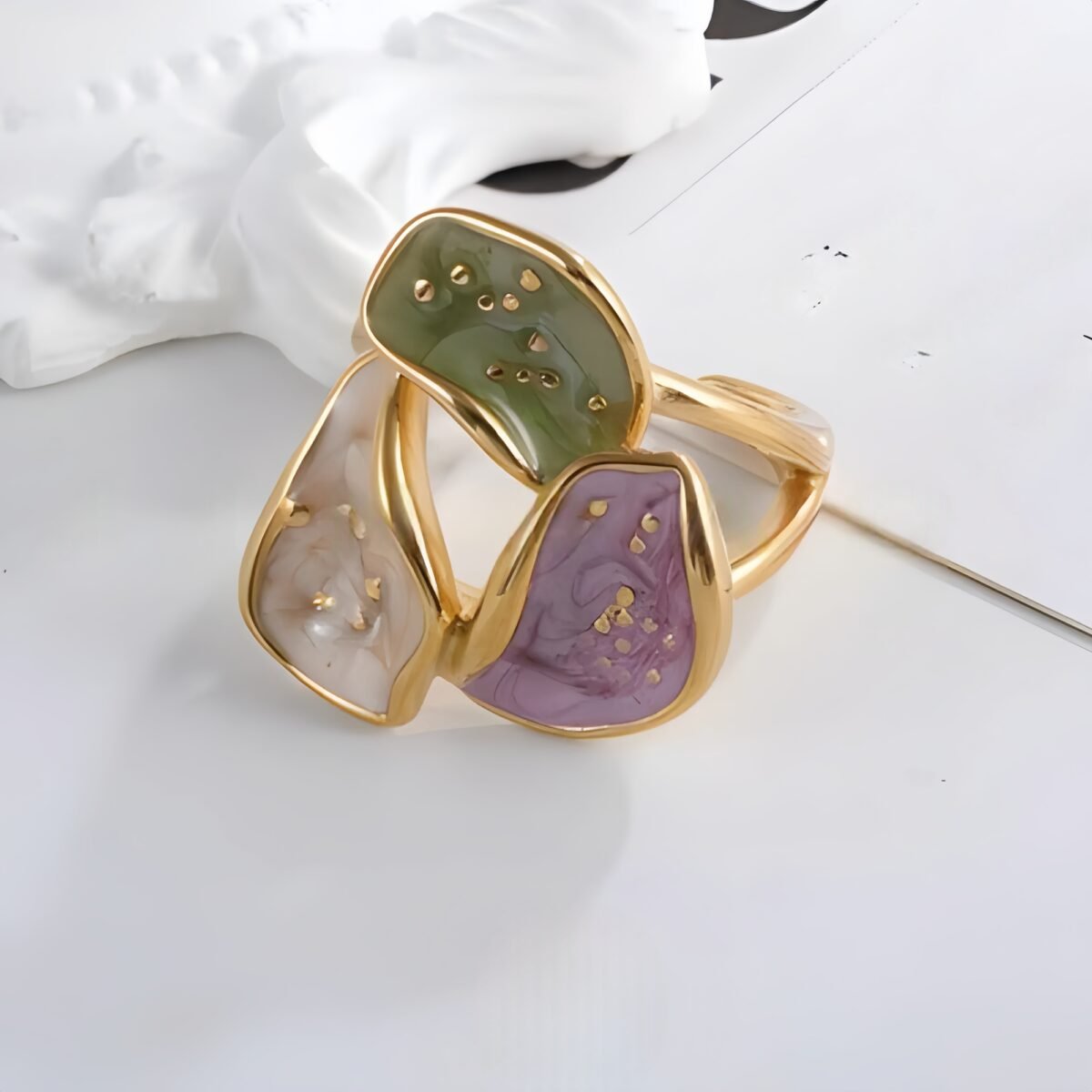 Colorful Floral Stainless Steel Ring Unique Design for Women | G004374 - Image 5