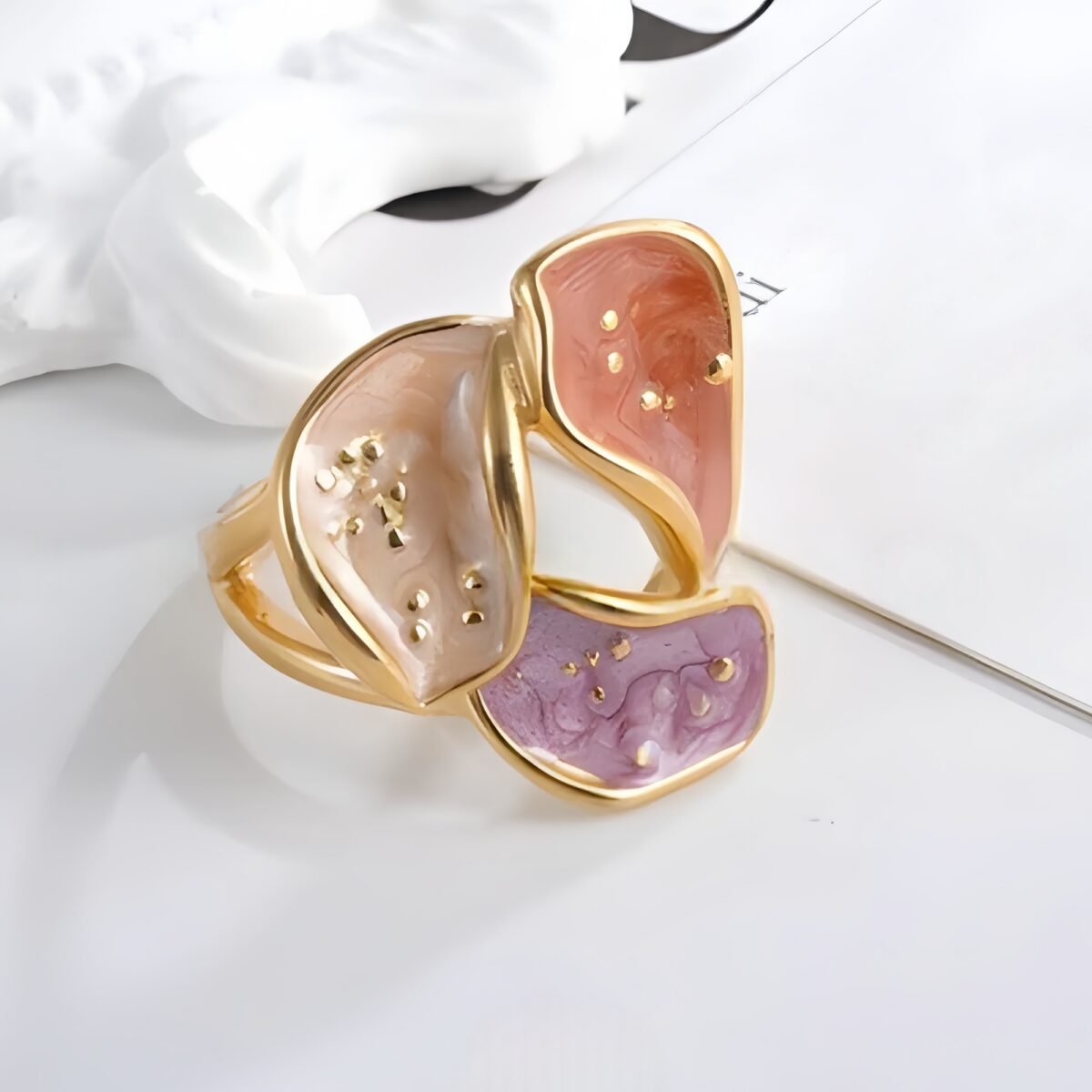 Colorful Floral Stainless Steel Ring Unique Design for Women | G004374 - Image 3