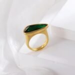 Creative Triangle Gemstone Ring Women's Gold Stainless Steel Design | PL918 - Image 4