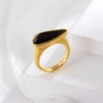Creative Triangle Gemstone Ring Women's Gold Stainless Steel Design | PL918 - Image 5