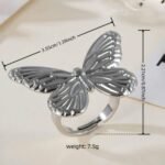 Vintage Butterfly Opening Adjustable Stainless Steel Women's Ring | G005618 - Image 4