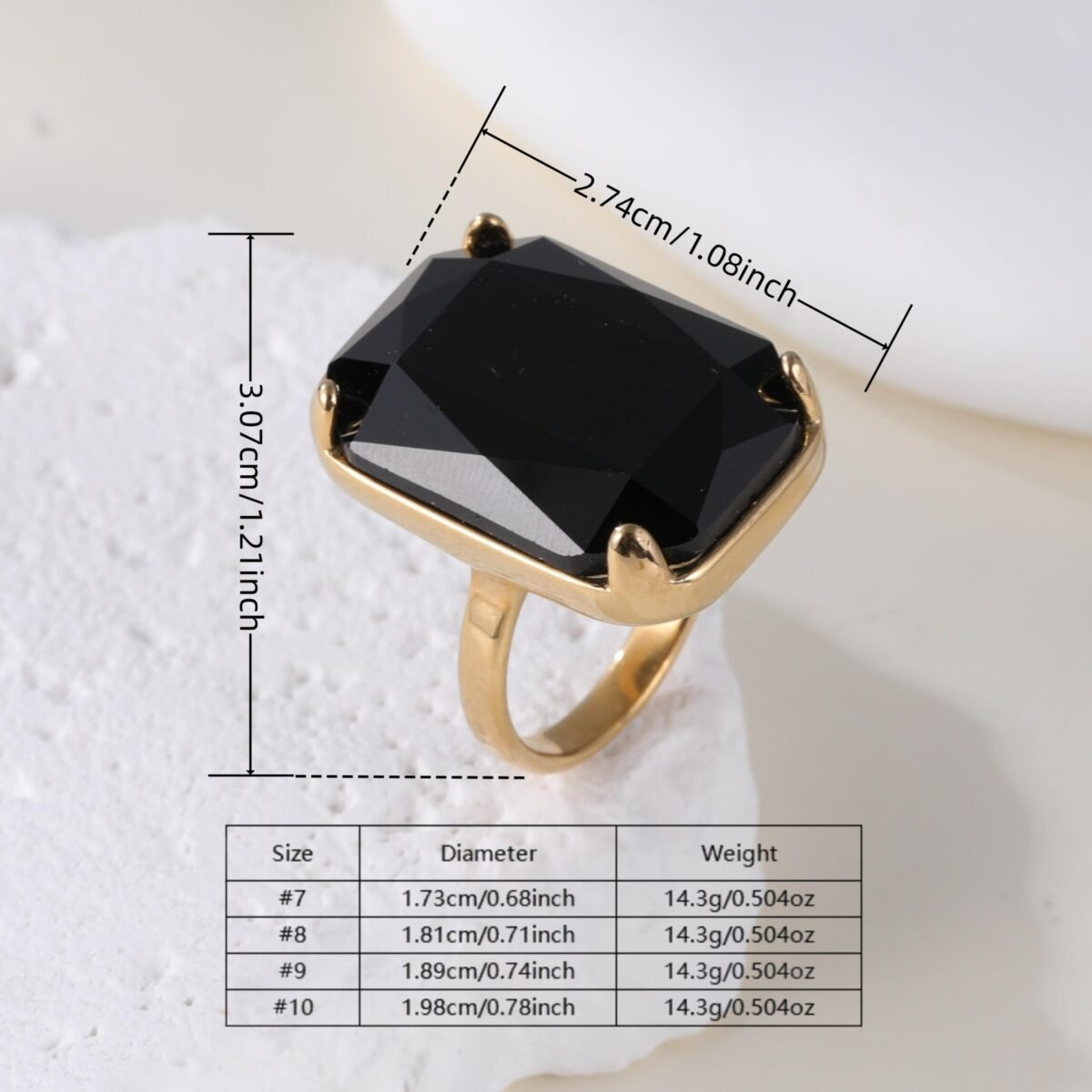 Gemstone Simple Square Design Stainless Steel Women's Ring丨K002810 - Image 6